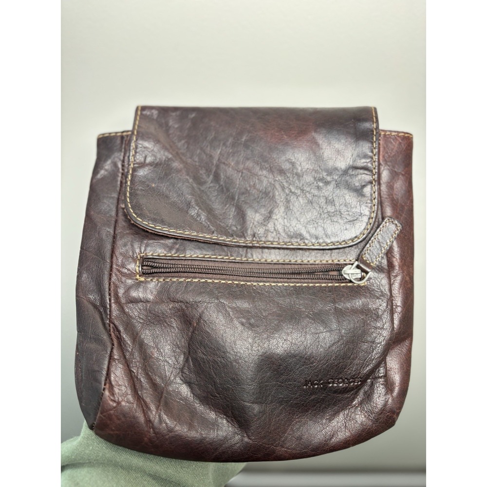 Jack Georges Leather Crossbody Bag Voyager Traveler Messenger Brown Boho